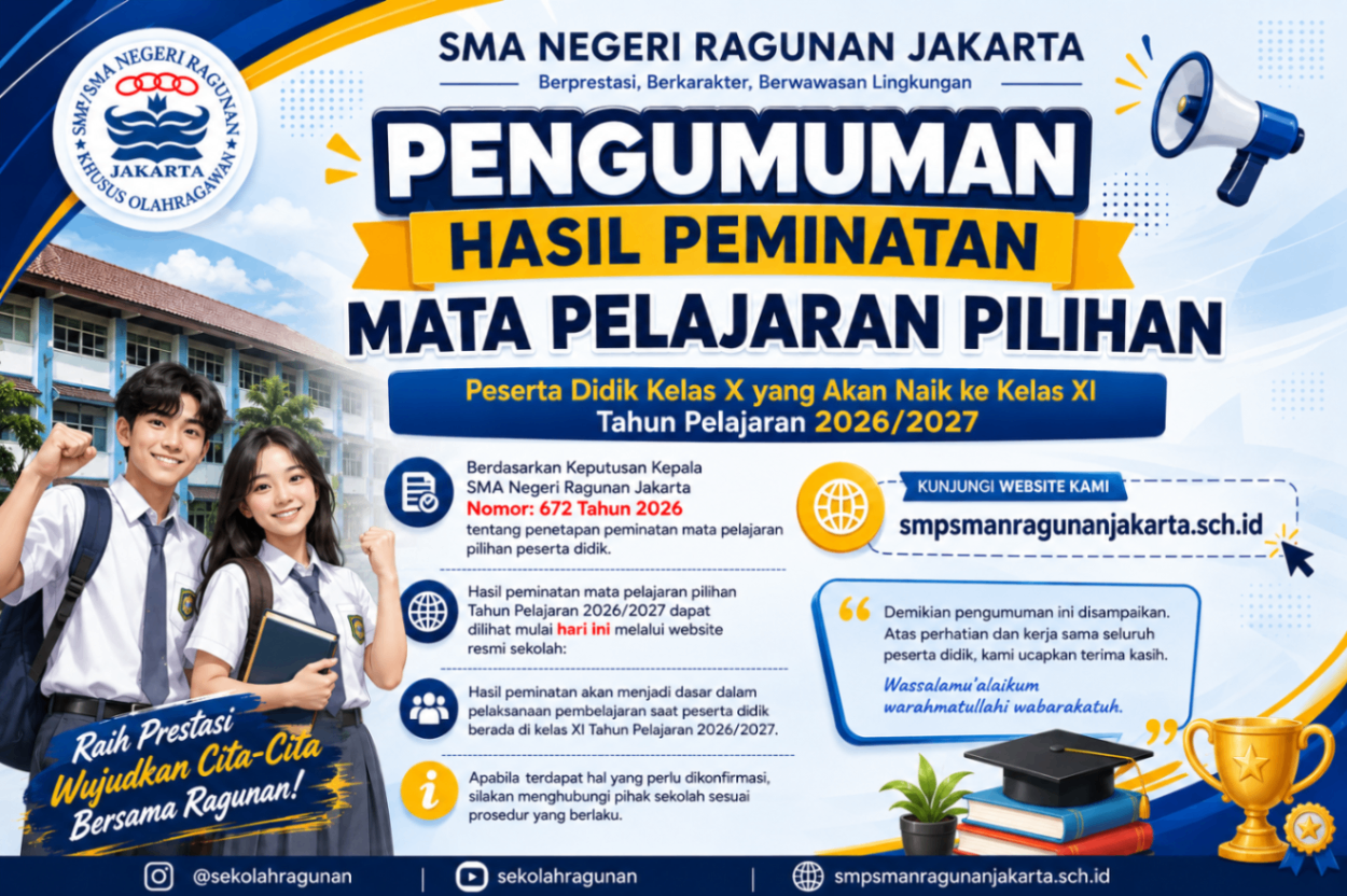 PENGUMUMAN HASIL PEMINATAN MATA PELAJARAN PILIHAN BAGI PESERTA DIDIK KELAS X YANG AKAN NAIK KE KELAS XI